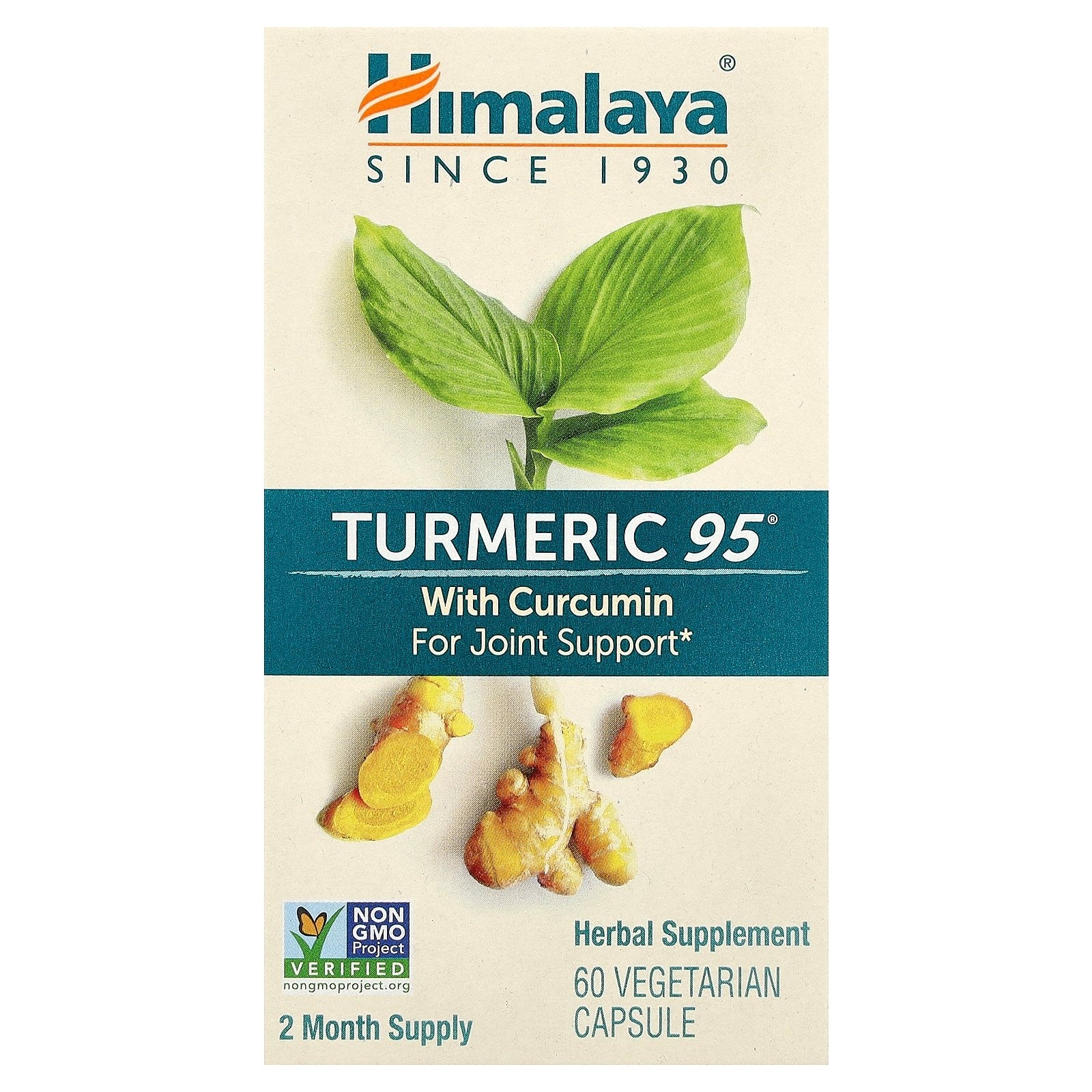 Himalaya Turmeric 95 with Curcumin 60 Vegetarian Capsules Gluten-Free,